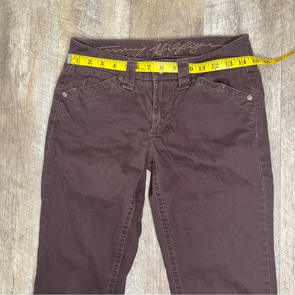 Y2K Tommy Hilfiger 0 brown jeans low rise flare leg flap pockets retro classic - Picture 6 of 9